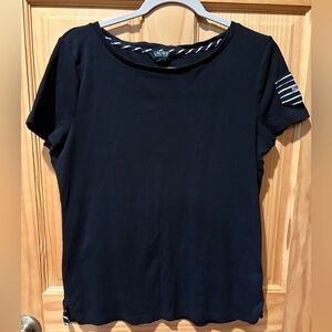 Lauren Ralph Lauren Black Nautical Fitted Short Sleeve Tee women’s XL